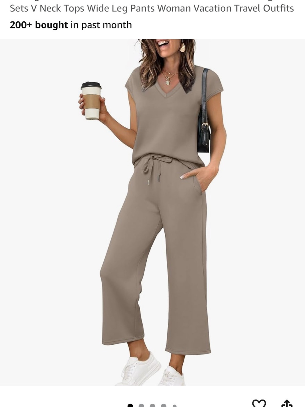 Wide Leg Lounge Wear Set in Taupe